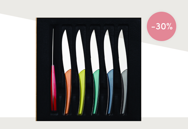 Coffret 6 couteaux steak Quartz multicolore